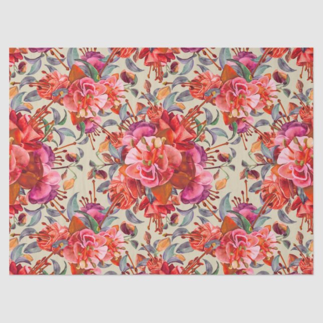 Vintage Fuchsienblüten Seidenpapier (Vorderseite)