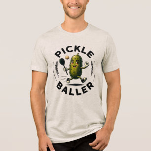Vintage Fun Pickle Baller Design Tri-Blend Shirt
