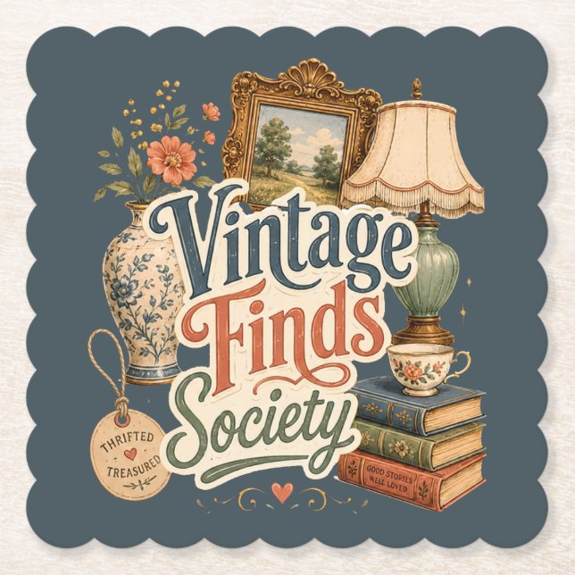 Vintage-Funde Cottagecore-Schätze Blau  Untersetzer (Vorderseite)