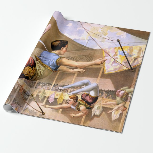 Vintage fünf Mannestrapeze-Zirkus-Leistung Geschenkpapier (Ungerollt)