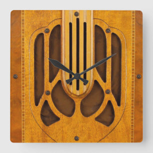 Vintage Funkdesign-Wandleuchte Quadratische Wanduhr