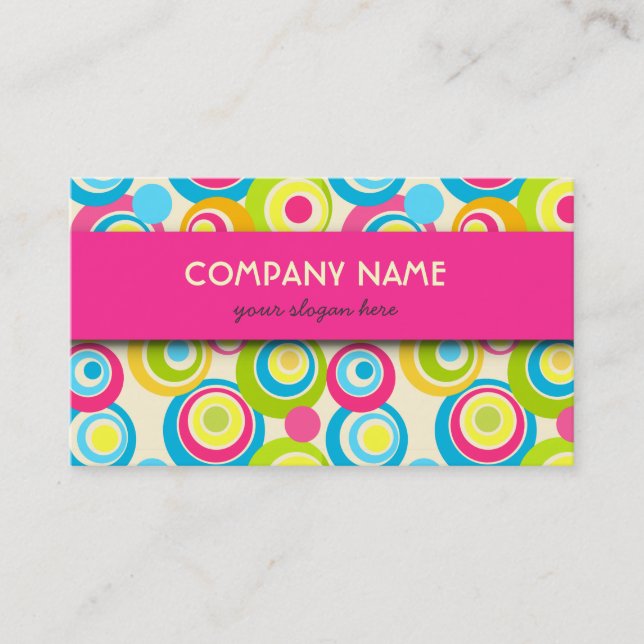 Vintage Funky Circles Business Card Visitenkarte (Vorderseite)