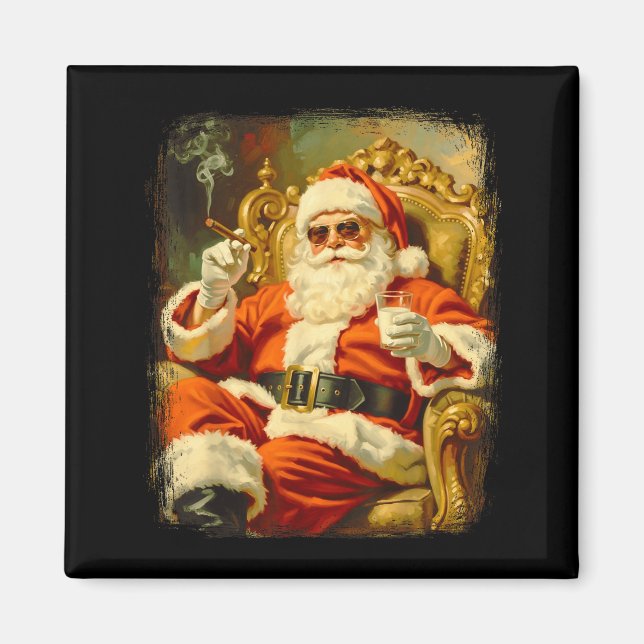 Vintage Funny Cool Big Boss Santa  Magnet (Vorne)
