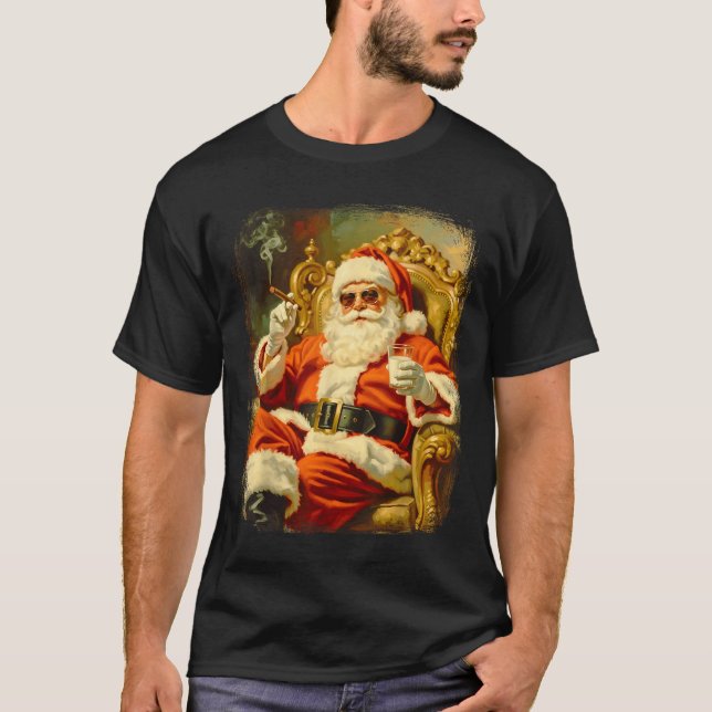 Vintage Funny Cool Big Boss Santa  T-Shirt (Vorderseite)