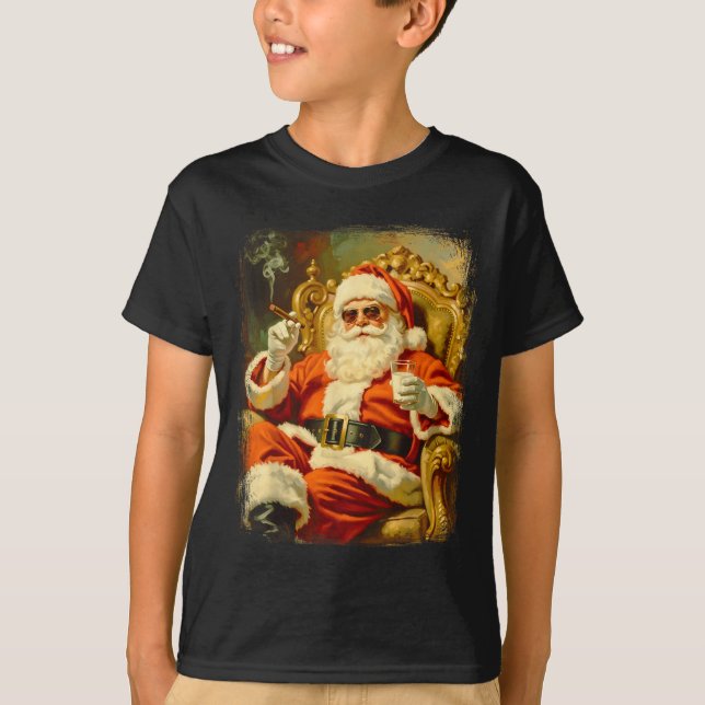 Vintage Funny Cool Big Boss Santa  T-Shirt (Vorderseite)