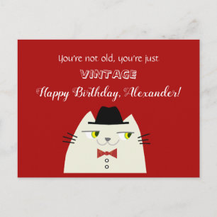 Vintage Funny Male Cat Geburtstag Postkarte