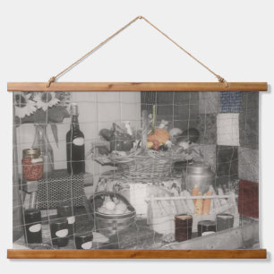 Vintage für die Produktion von Teilfarben auf der  Wandteppich Mit Holzrahmen