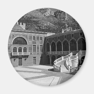 Vintage Fürstentum Monaco Palasthof Magnet