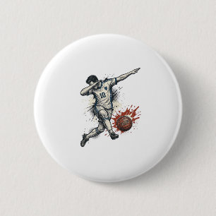 Vintage-Fußball-Dab-Spieler Grafik-Shirt-Design_1 Button