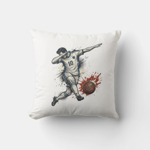Vintage-Fußball-Dab-Spieler Grafik-Shirt-Design_1 Kissen