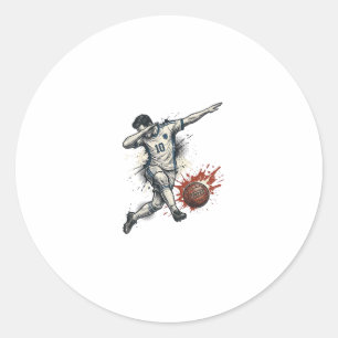 Vintage-Fußball-Dab-Spieler Grafik-Shirt-Design_1 Runder Aufkleber