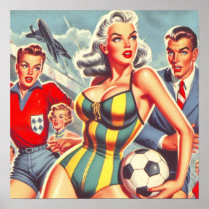 Vintage Fußball-Girl Poster