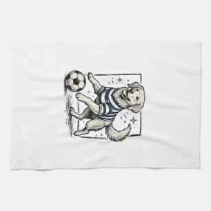 Vintage Fußball Hund Gravur Shirt Design_1 Geschirrtuch