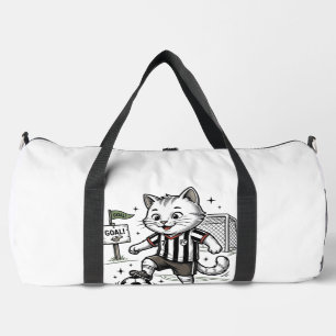 Vintage-Fußball-Katze Gravur-Shirt-Design_1 Duffle Bag