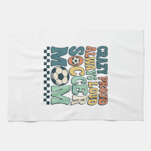 Vintage Fußball-Mama Stolz Lautes Shirt-Design_1 Geschirrtuch