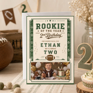 Vintage-Fußball-Rookie 2. Geburtstag Baby-Junge Einladung