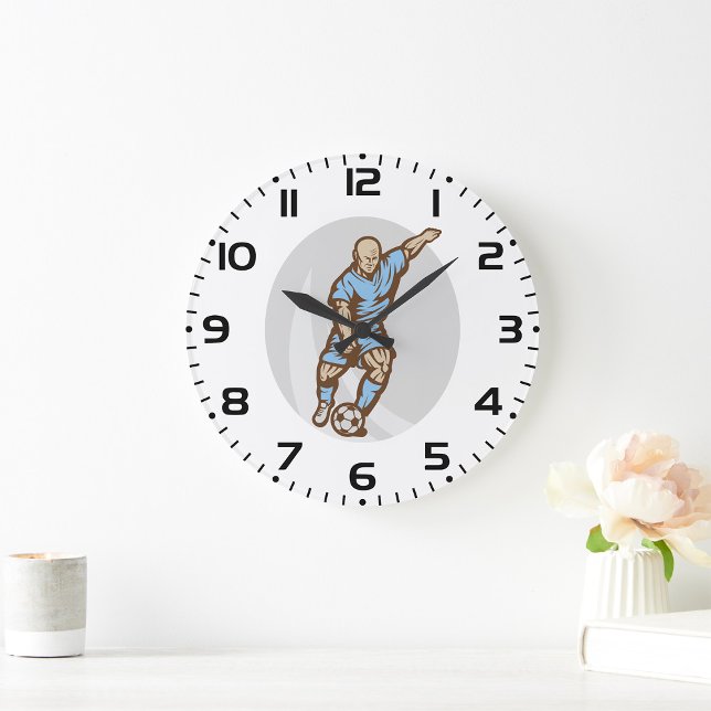 Vintage Fußball-Spielerabbildung Retro-Fußball Große Wanduhr (Von Creator hochgeladen)