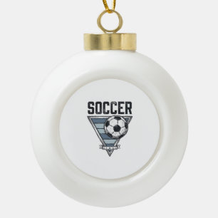 Vintage-Fußball-Triangel-Abzeichen-Shirt-Design (2 Keramik Kugel-Ornament