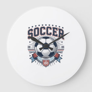 Vintage-Fußball-Wappen-Shirt-Design_1 Große Wanduhr