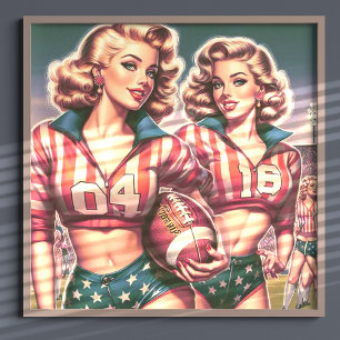 Vintage Fußballmädchen Poster