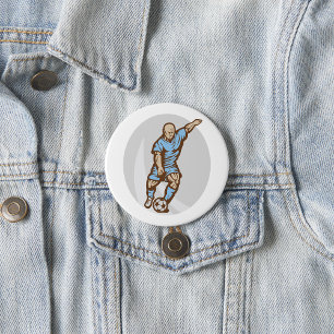 Vintage-Fußballspieler-Illustration Retro-Fußball Button