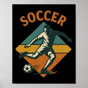 Vintage-Fußballspieler-Kick-Clic-Stil Poster