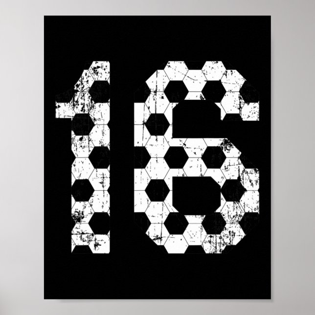 Vintage-Fußballtrikot Nummer 16  Poster (Vorne)