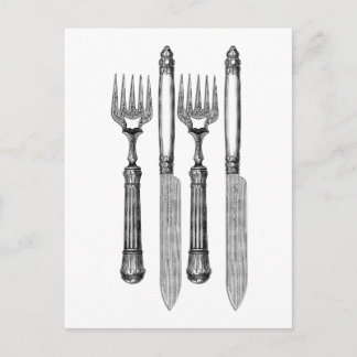 Vintage Gabel und Messer Postkarte