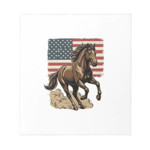 Vintage Galoppierendes Pferd Amerikanisches Flagge Notizblock