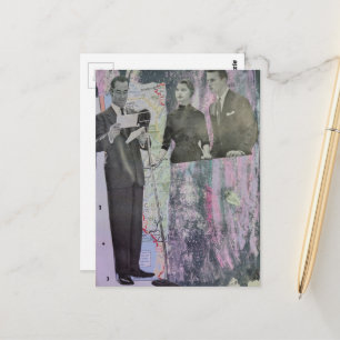 Vintage-Game-Show-Paar Mixed-Media-Collage Postkarte