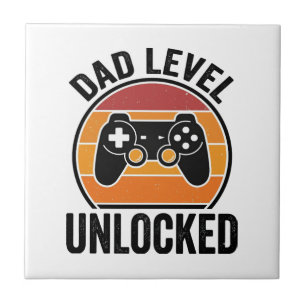 Vintage-Gamer-Shirt-Design: Papa-Level freigeschal Fliese