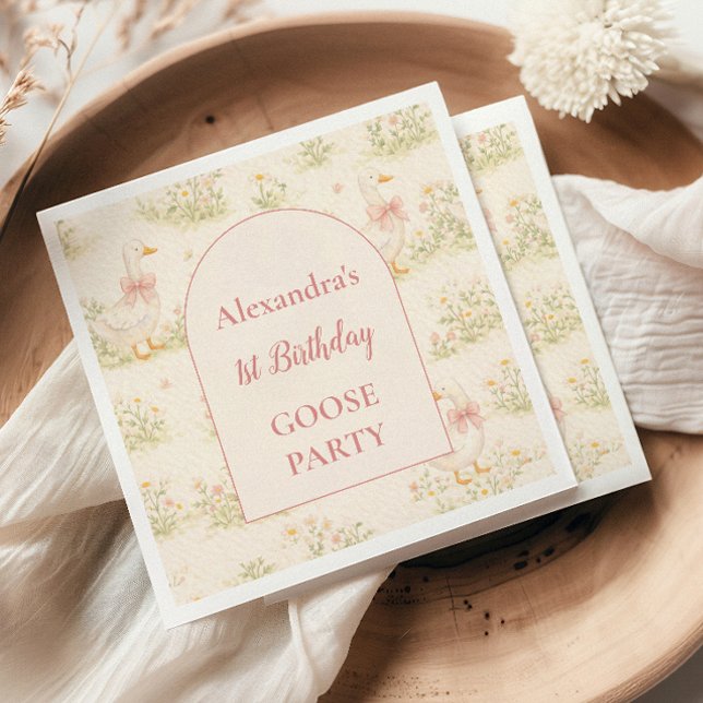 Vintage-Gans 1. Geburtstag Serviette (Von Creator hochgeladen)