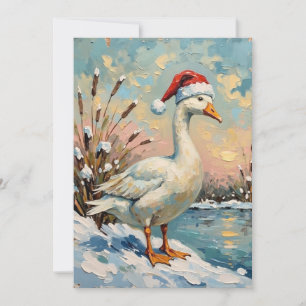 Vintage-Gans mit Weihnachtsmannmütze von Frozen Ch Feiertagskarte