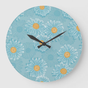 Vintage Gänse: Blumenmuster der Kontur. Große Wanduhr