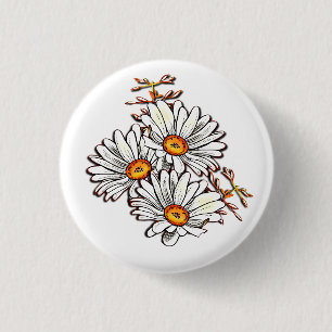 Vintage-Gänseblümchen-Wildblumen Süße weiße Freund Button
