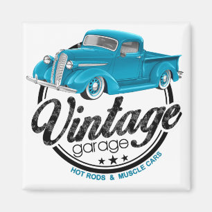 Vintage Garage Blau Magnet