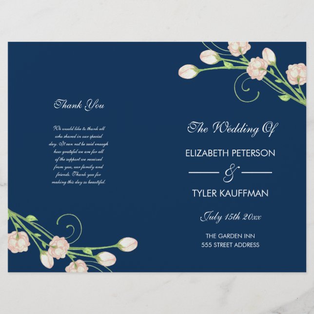 Vintage Garden Roses - programme de mariage (Devant)