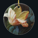 Vintage Garden Tulip in Bloom, Victorian Flowers Keramikornament<br><div class="desc">Vintage illustration Victorian floral love and romance image featuring a blooming striped tulip in the garden.</div>