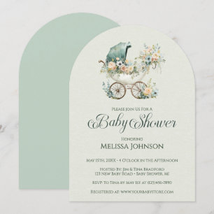 Vintage-Garten-Blumen-Baby-Party Einladung
