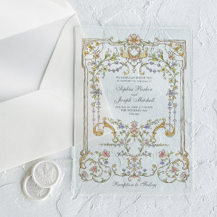 Vintage-Garten Farbige Luxus-Hochzeit Acryleinladungen