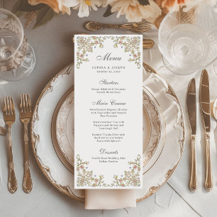 Vintage-Garten Farbige Luxus-Hochzeit Menükarte