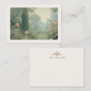 Vintage-Garten französisches Chateau-Rosé-Hochzeit Mitteilungskarte