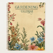 Vintage Gartenarbeit Blumen Gartenplaner Kalender