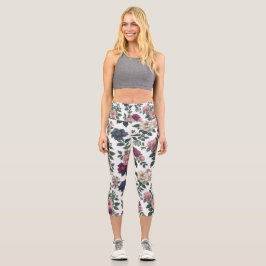 Vintage Gartenblüten Capri Leggings