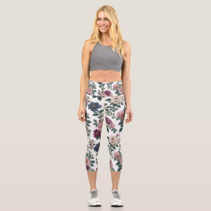 Vintage Gartenblüten Capri Leggings