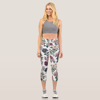 Vintage Gartenblüten Capri Leggings