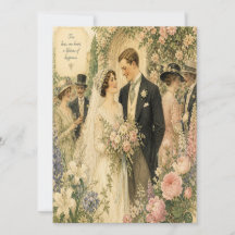Vintage-Gartenparty-QR-Code-Hochzeitseinladung
