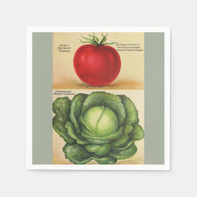 Vintage Gartenpflanzenkunst, 1913 Serviette (Vorderseite)