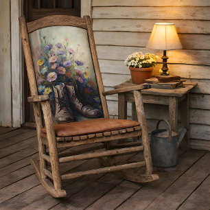 Vintage-Gartenstiefel und Wildblumen-Decoupage Seidenpapier