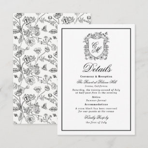 Vintage-Gartenwappen-Blumen-Hochzeits-Detailkarte Begleitkarte